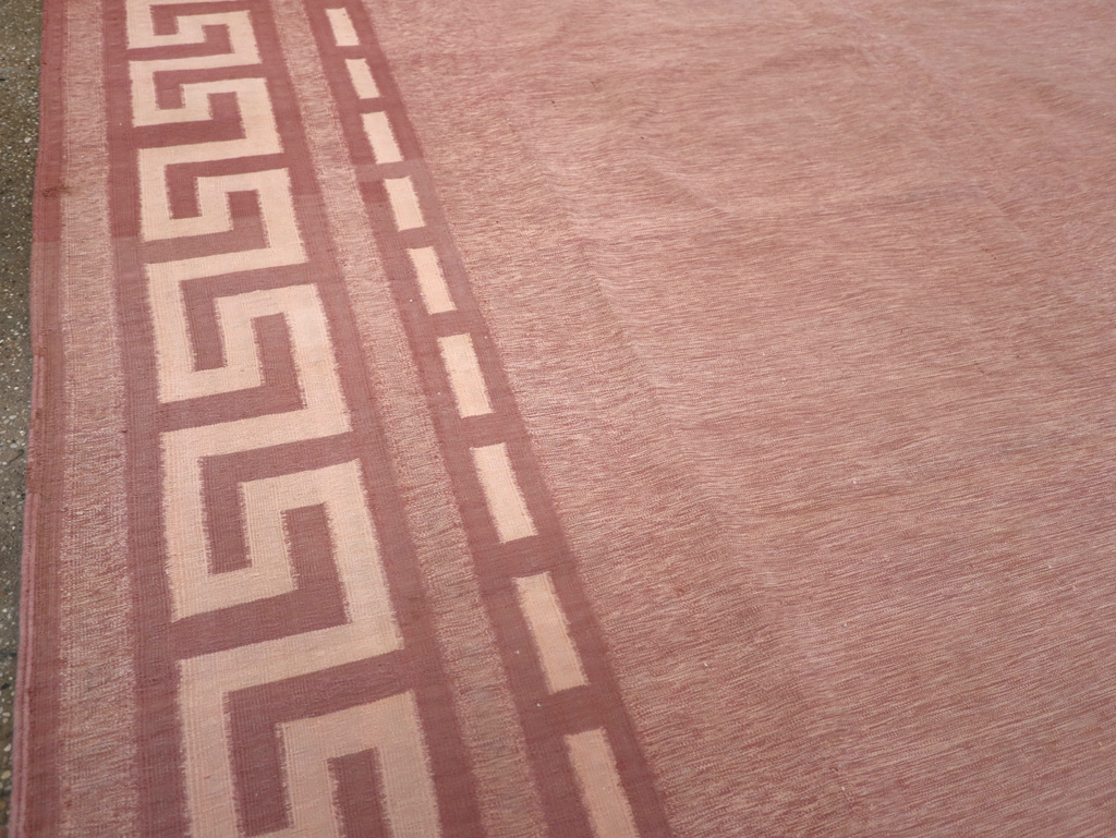 Vintage Indian Flatweave Dhurrie Room Size Carpet, No.32564 - Staging