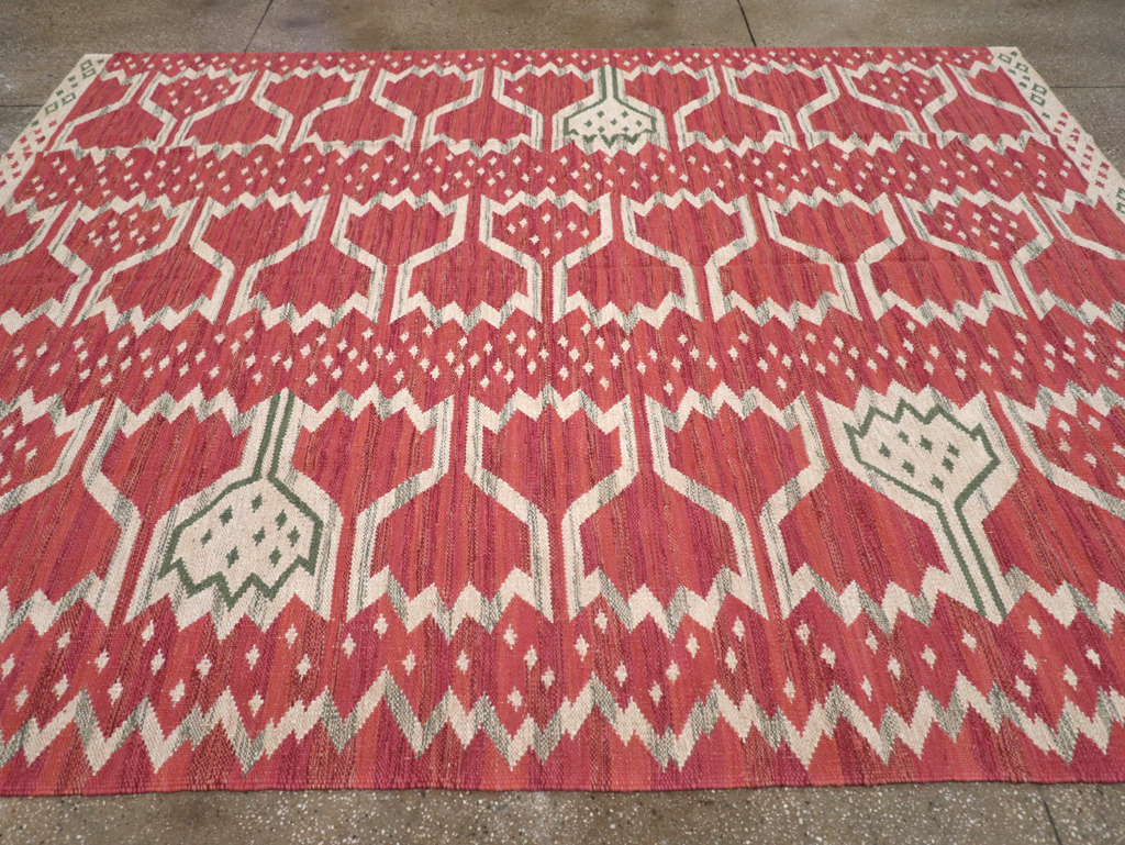 Contemporary Turkish Flatweave Small Room Size Carpet, No.32570 - Staging