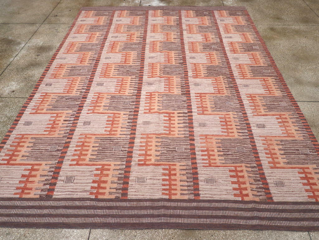 Contemporary Turkish Flatweave Room Size Carpet, No.32571 - Staging