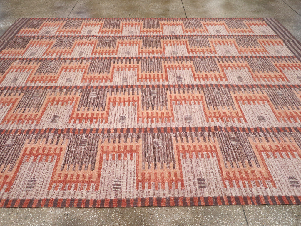 Contemporary Turkish Flatweave Room Size Carpet, No.32571 - Staging