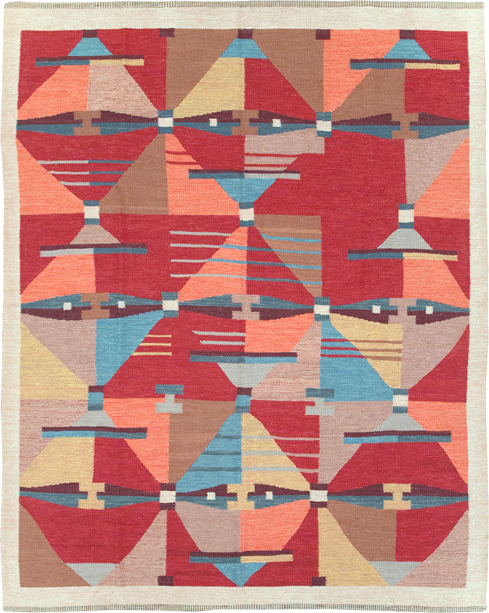 Contemporary Turkish Flatweave Small Room Size Carpet, No.32572 - Staging