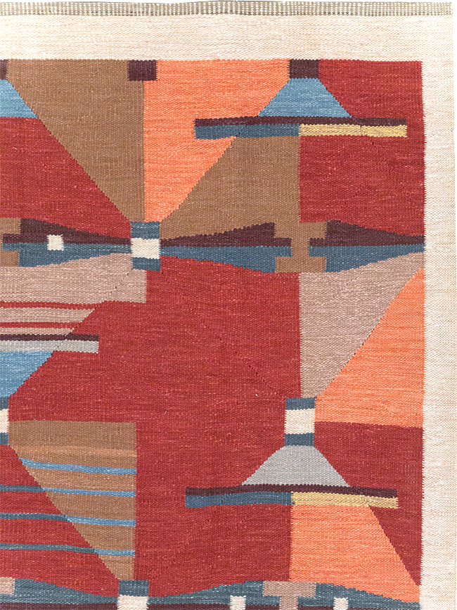 Contemporary Turkish Flatweave Small Room Size Carpet, No.32572 - Staging