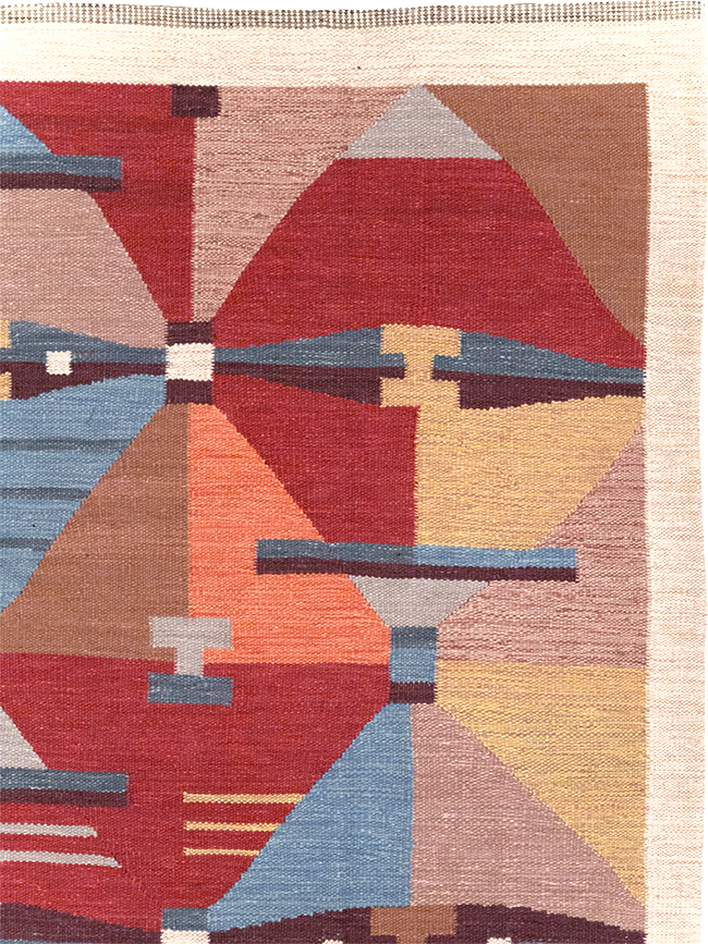 Contemporary Turkish Flatweave Small Room Size Carpet, No.32572 - Staging