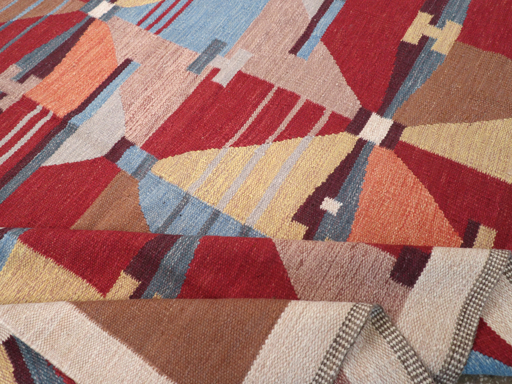 Contemporary Turkish Flatweave Small Room Size Carpet, No.32572 - Staging