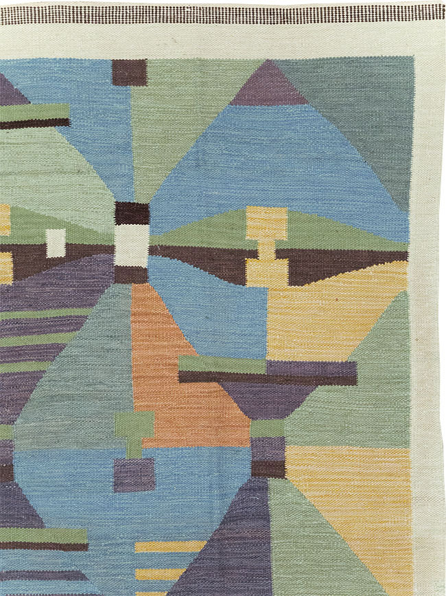 Contemporary Turkish Flatweave Room Size Carpet, No.32573 - Staging