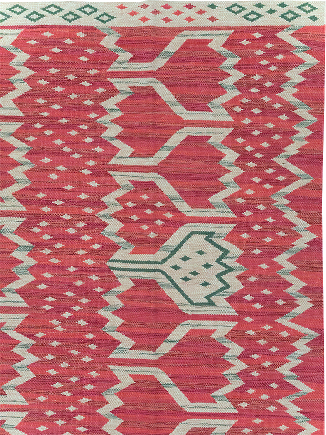 Contemporary Turkish Flatweave Room Size Carpet, No.32574 - Staging