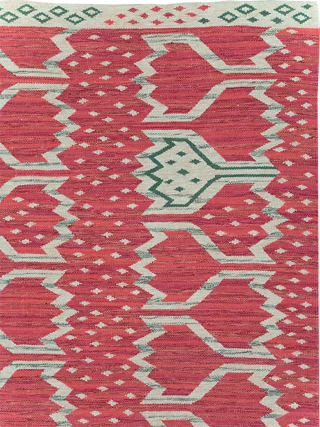 Contemporary Turkish Flatweave Room Size Carpet, No.32574 - Staging