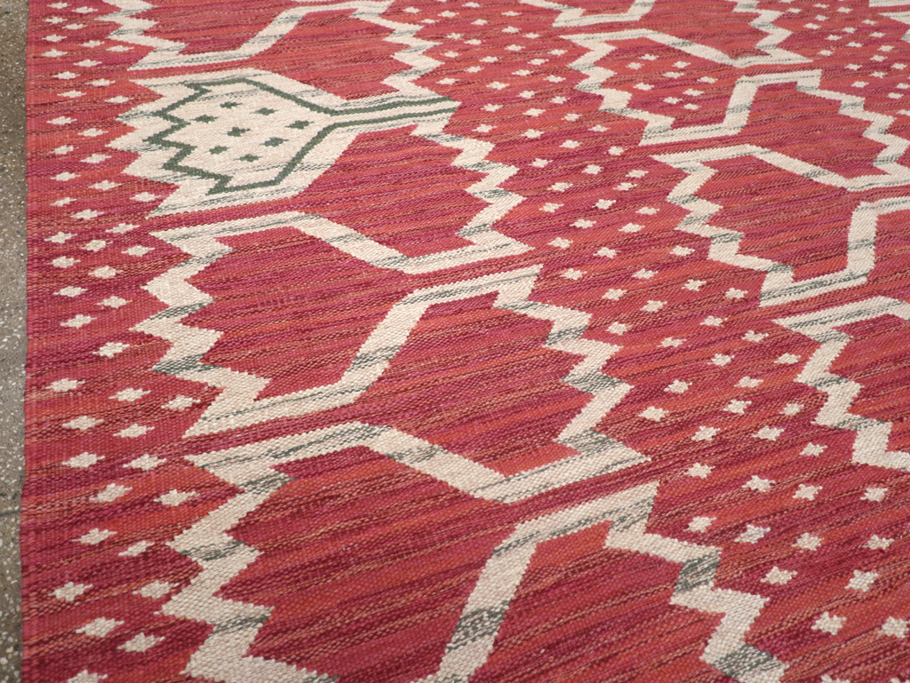 Contemporary Turkish Flatweave Room Size Carpet, No.32574 - Staging