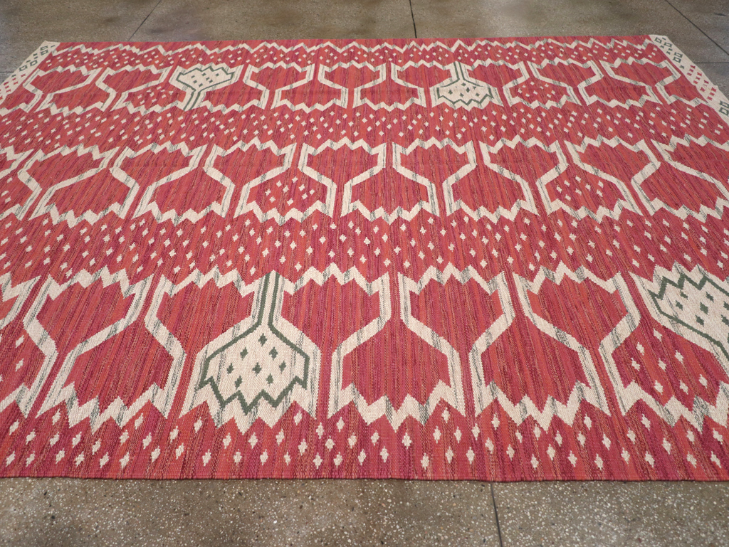 Contemporary Turkish Flatweave Room Size Carpet, No.32574 - Staging