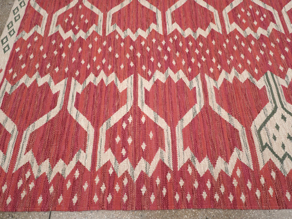 Contemporary Turkish Flatweave Room Size Carpet, No.32574 - Staging