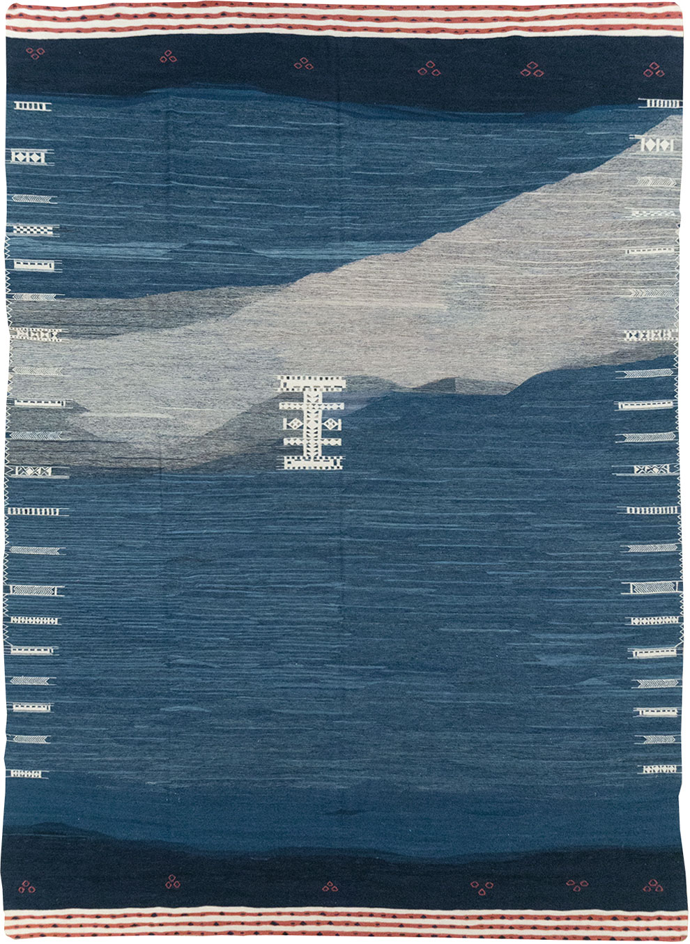 Contemporary Turkish Flatweave Kilim Room Size Carpet, No.32575 - Staging