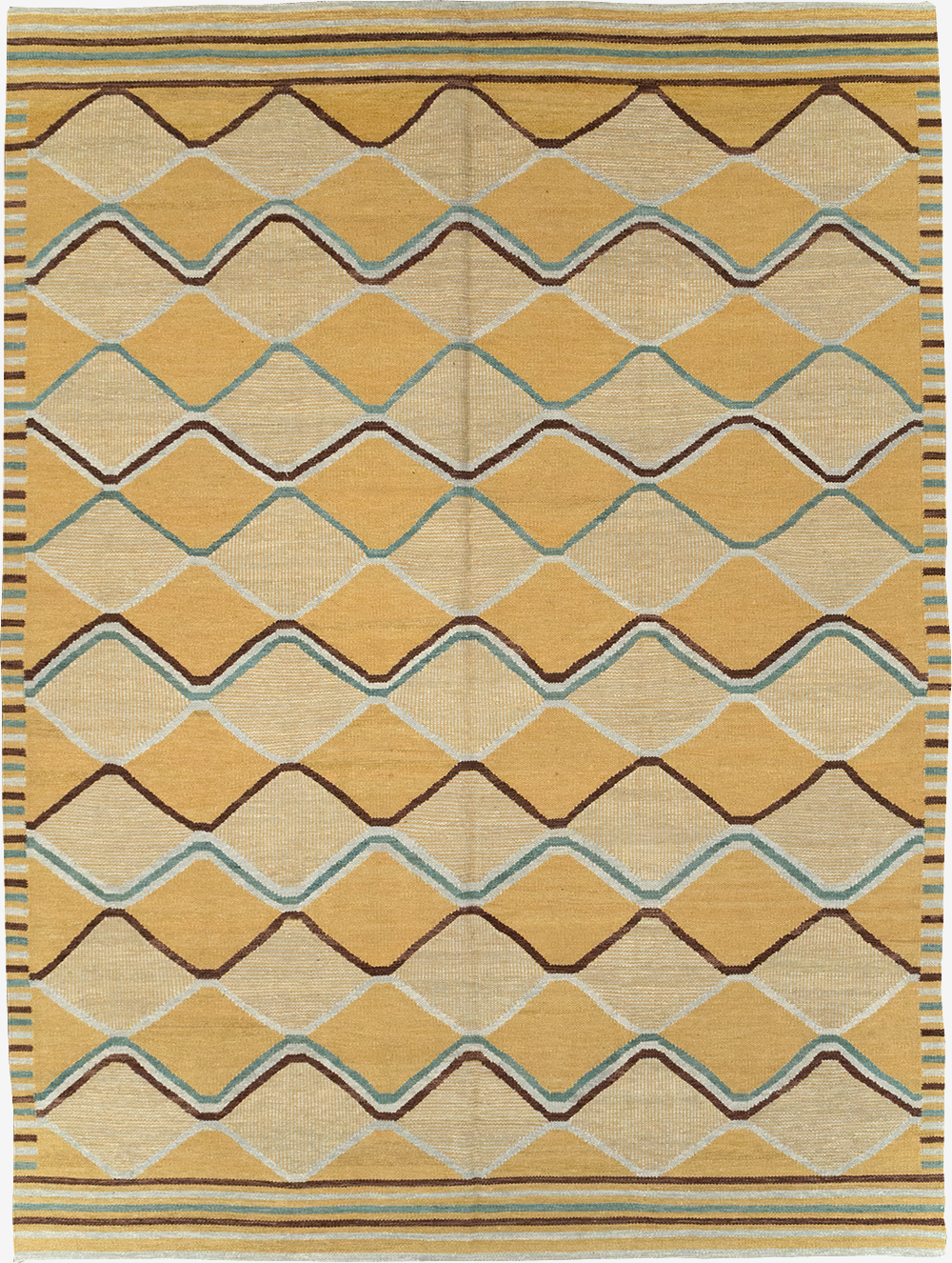 Contemporary Turkish Flatweave Kilim Room Size Carpet, No.32576 - Staging