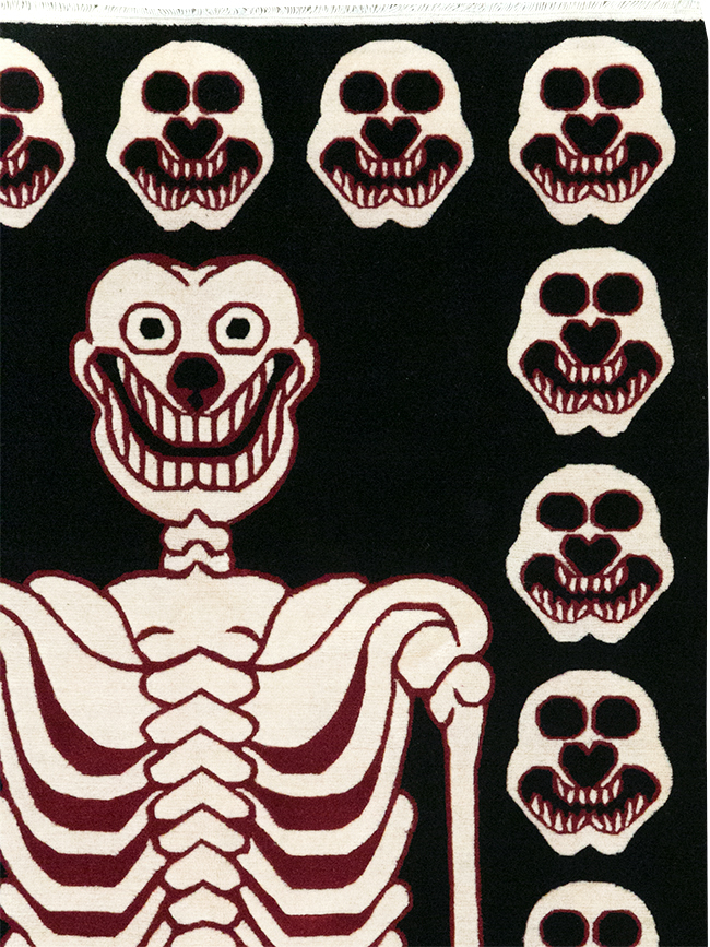 Modern Buddhist Tantric Skeleton Ritual Rug, No.32579 - Staging