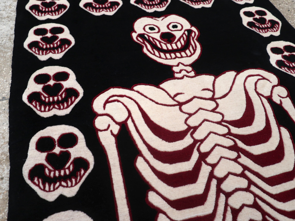 Modern Buddhist Tantric Skeleton Ritual Rug, No.32579 - Staging