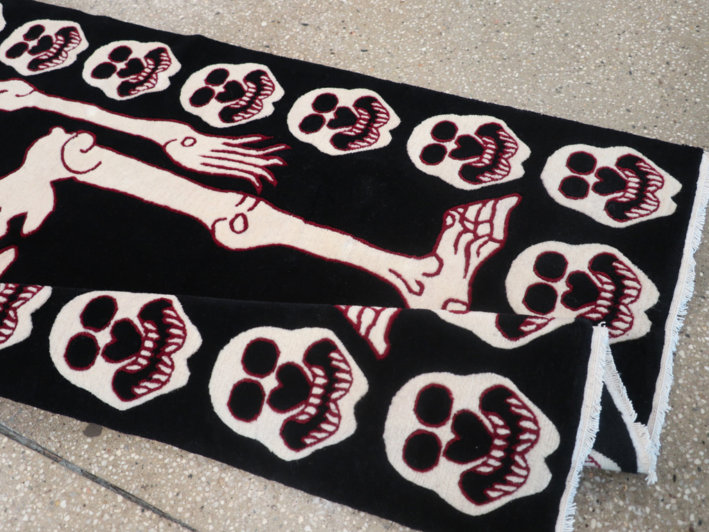 Modern Buddhist Tantric Skeleton Ritual Rug, No.32579 - Staging
