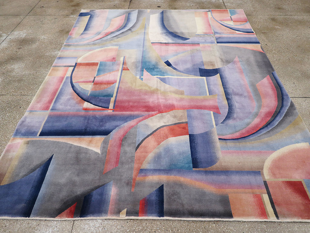 Vintage Chinese Art Deco Accent Carpet, No.32581 - Staging