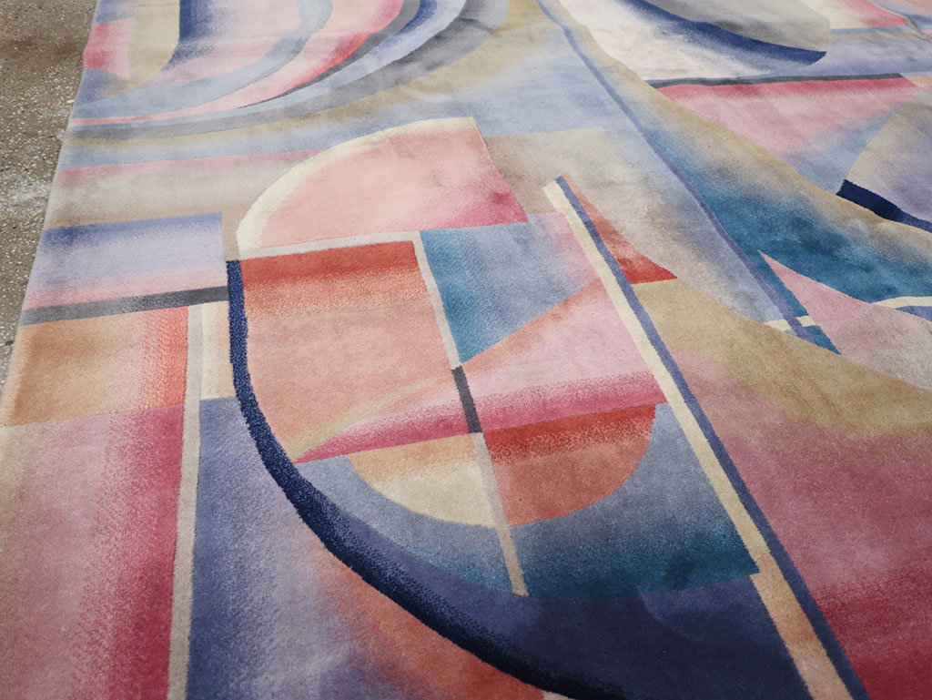 Vintage Chinese Art Deco Accent Carpet, No.32581 - Staging