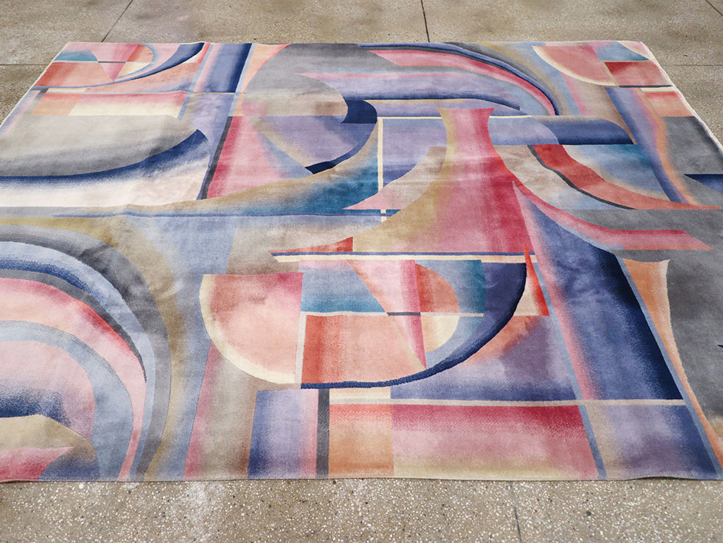 Vintage Chinese Art Deco Accent Carpet, No.32581 - Staging