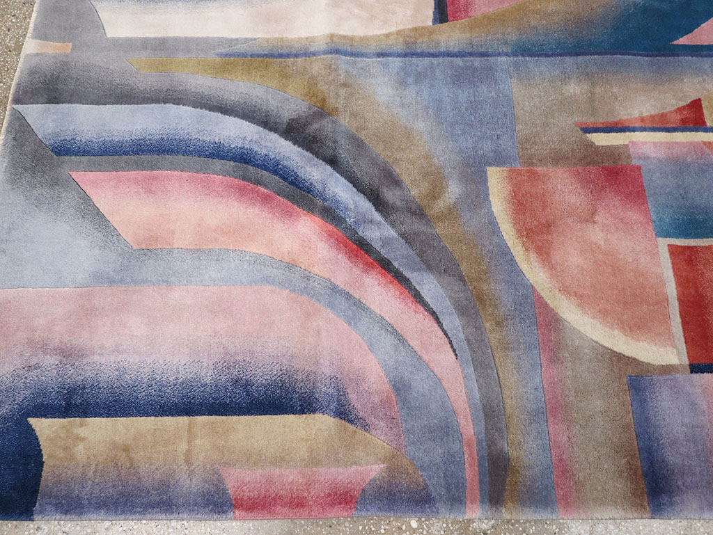 Vintage Chinese Art Deco Accent Carpet, No.32581 - Staging