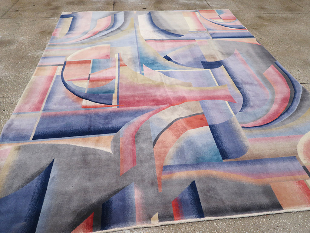 Vintage Chinese Art Deco Accent Carpet, No.32581 - Staging