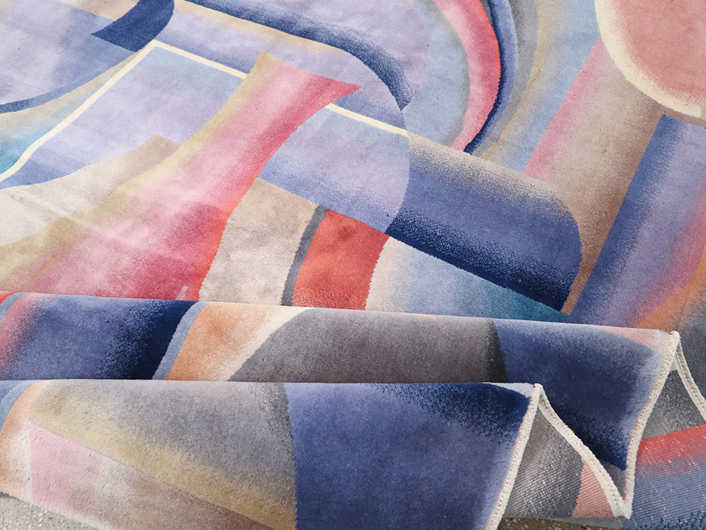 Vintage Chinese Art Deco Accent Carpet, No.32581 - Staging