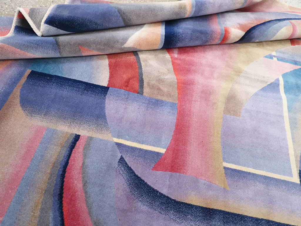 Vintage Chinese Art Deco Accent Carpet, No.32581 - Staging