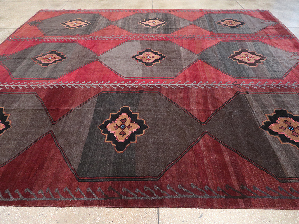 Vintage Turkish Anatolian Square Room Size Carpet, No.32589 - Staging