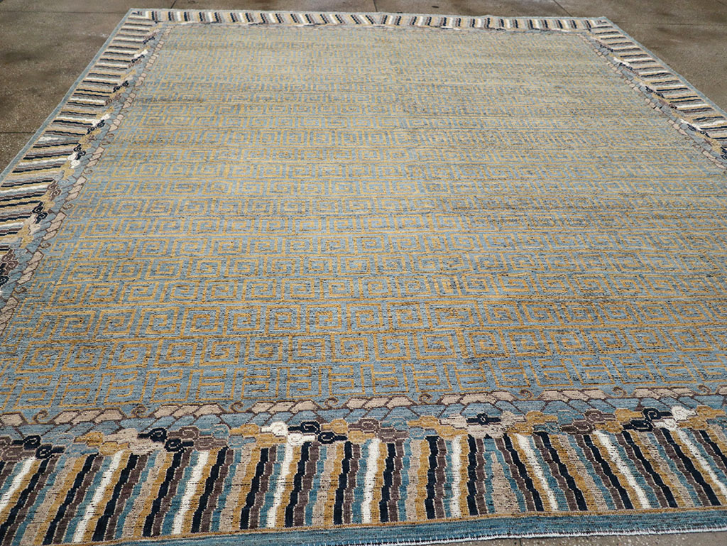 Modern East Turkestan Khotan Room Size Carpet, No.32602 - Staging