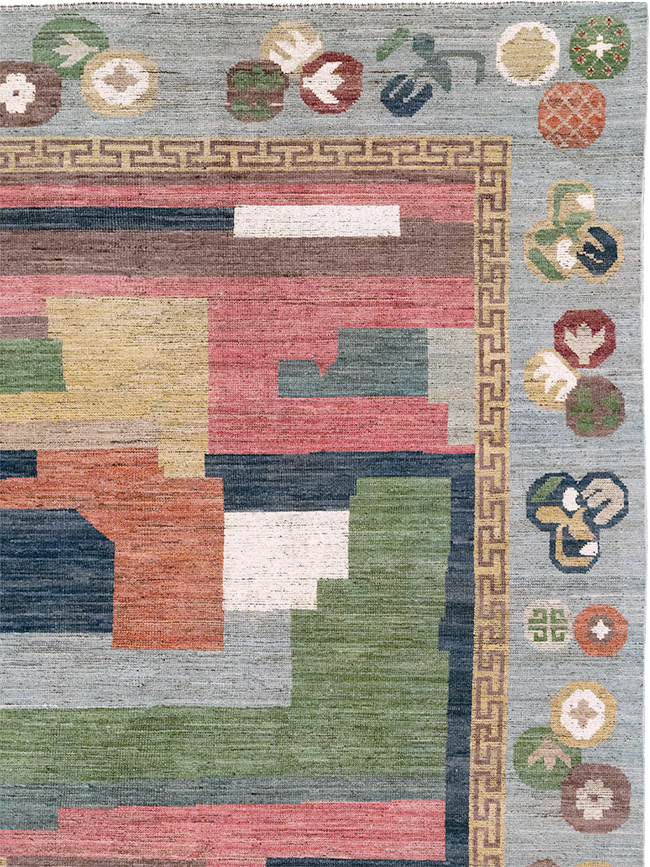 Modern East Turkestan Khotan Room Size Carpet, No.32606 - Staging