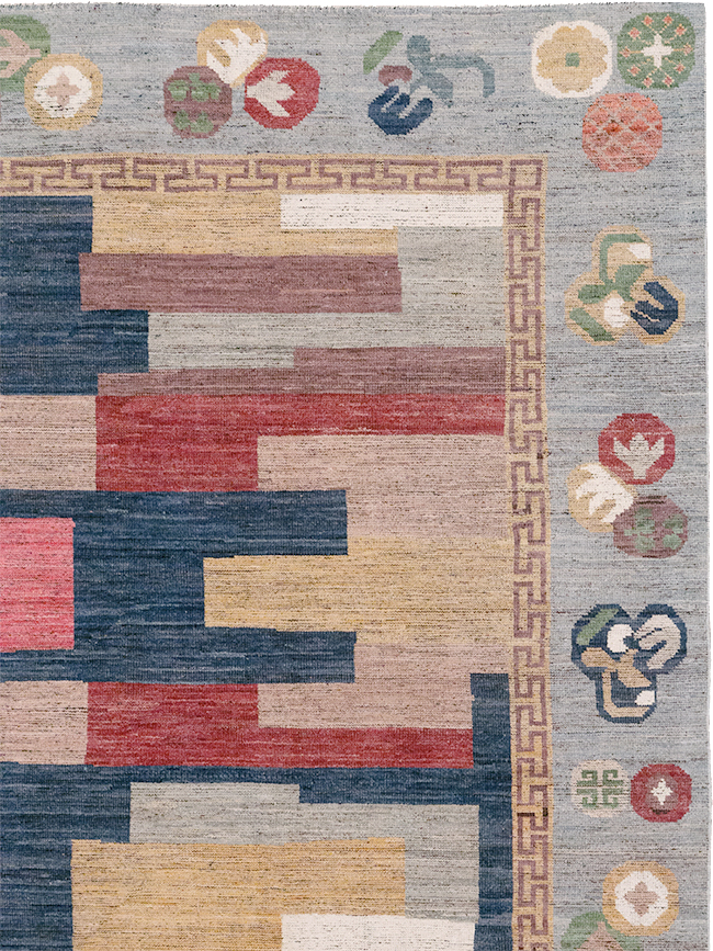 Modern East Turkestan Khotan Room Size Carpet, No.32606 - Staging