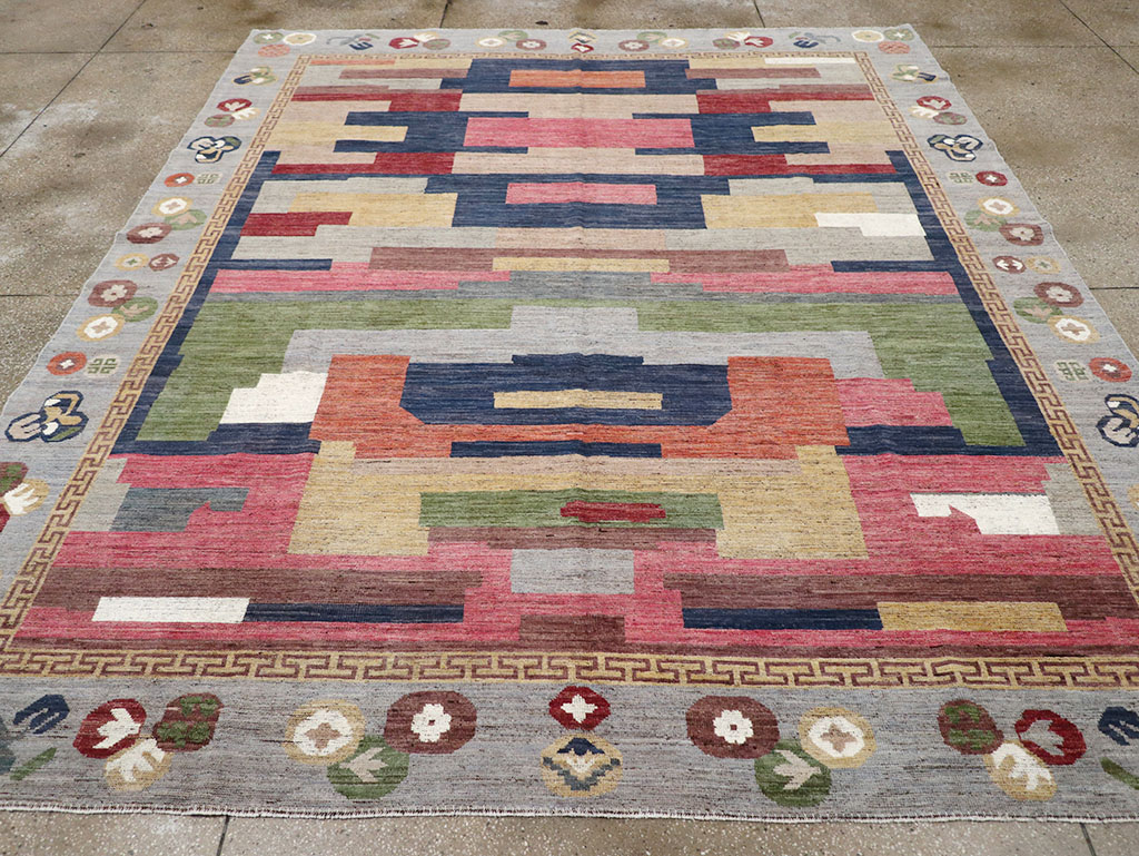 Modern East Turkestan Khotan Room Size Carpet, No.32606 - Staging