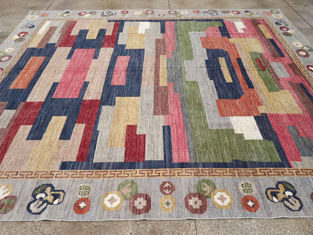 Modern East Turkestan Khotan Room Size Carpet, No.32606 - Staging