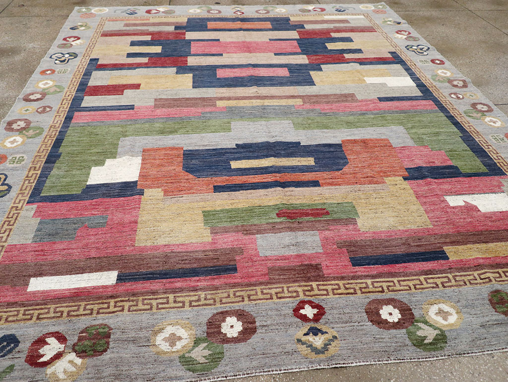 Modern East Turkestan Khotan Room Size Carpet, No.32606 - Staging