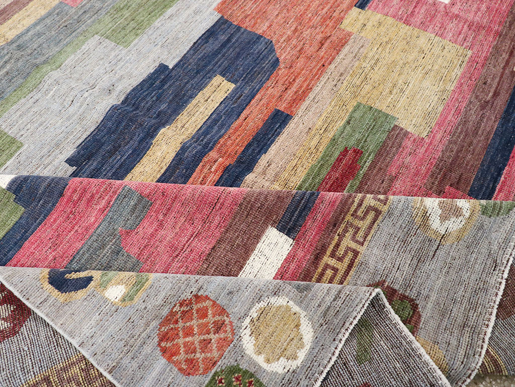 Modern East Turkestan Khotan Room Size Carpet, No.32606 - Staging