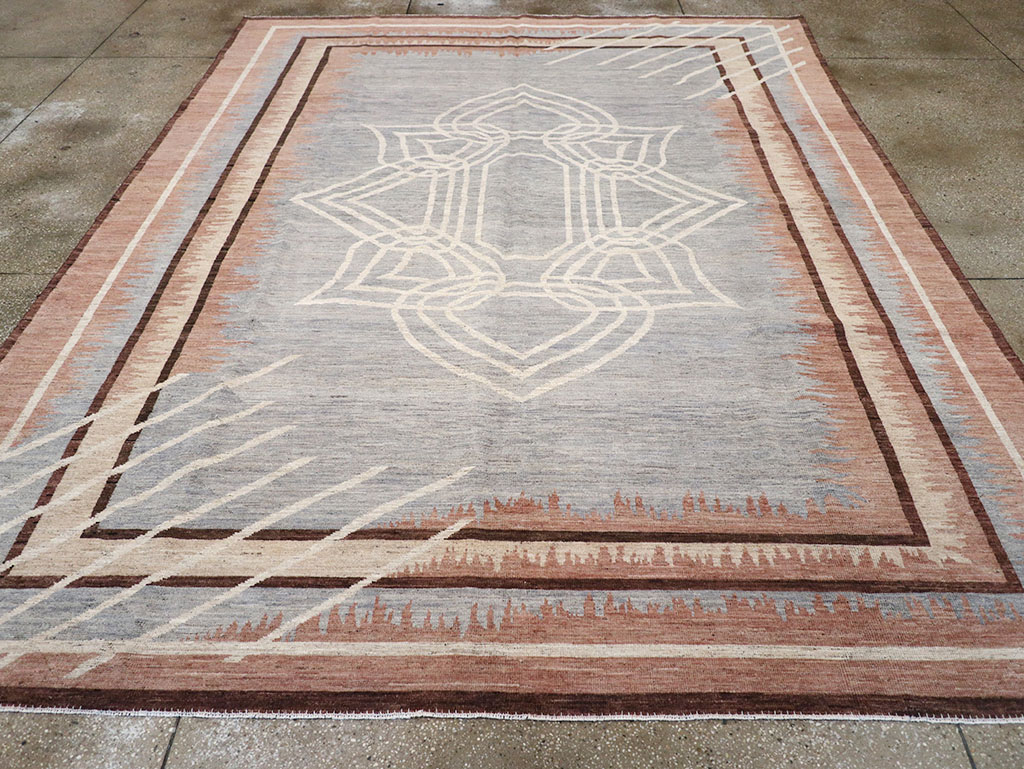 Modern Deco Inspired Khotan Carpet, No.32607 - Staging