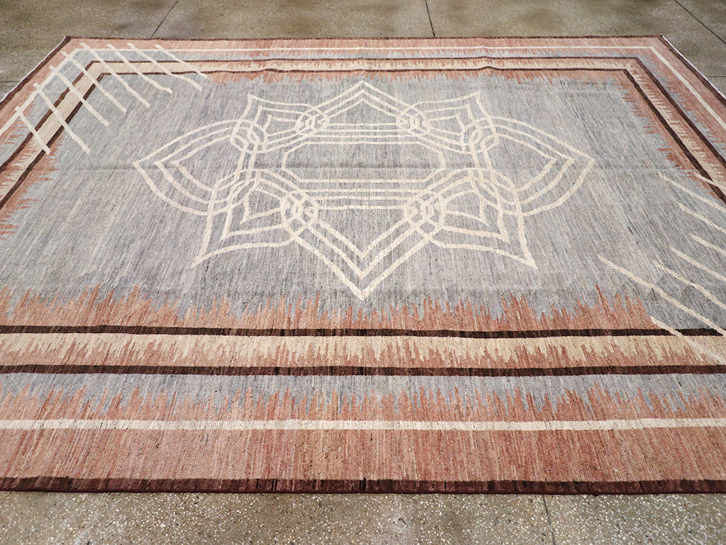 Modern Deco Inspired Khotan Carpet, No.32607 - Staging