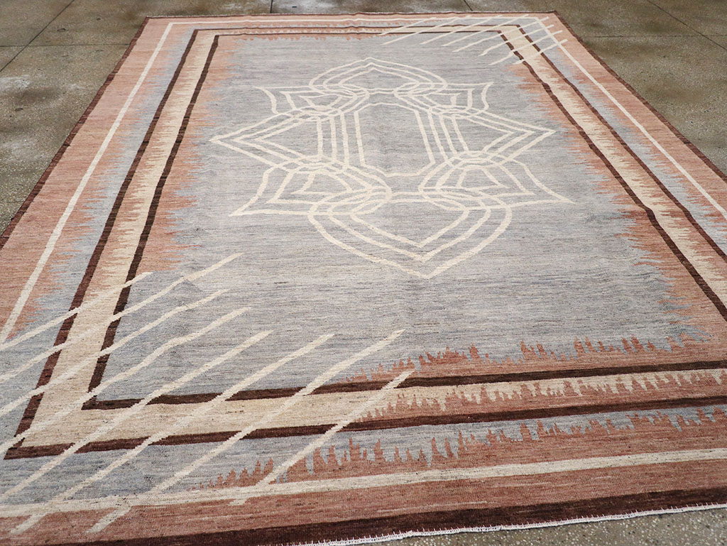 Modern Deco Inspired Khotan Carpet, No.32607 - Staging
