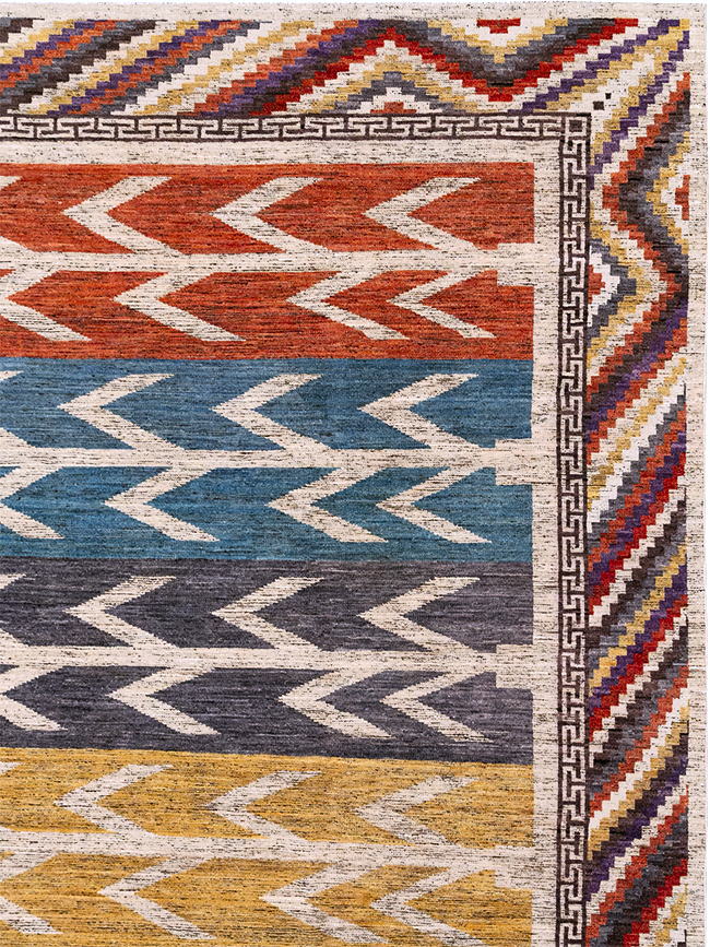 Modern East Turkestan Khotan Room Size Carpet, No.32610 - Staging