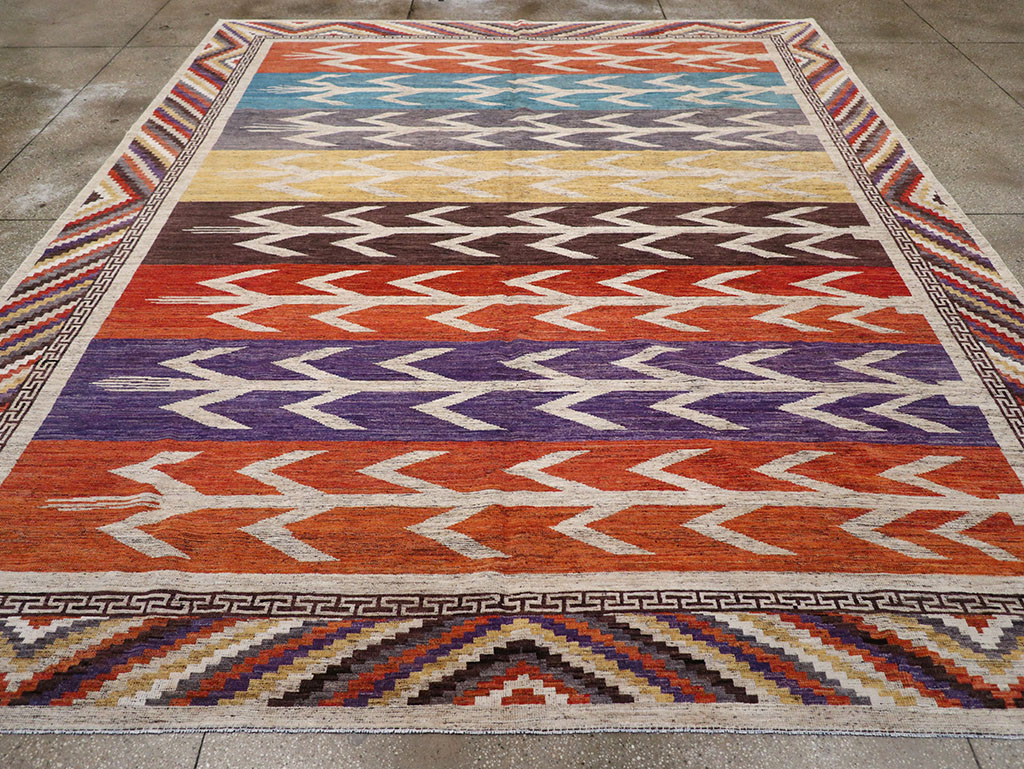 Modern East Turkestan Khotan Room Size Carpet, No.32610 - Staging
