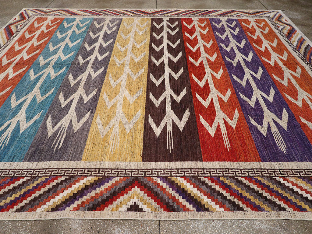 Modern East Turkestan Khotan Room Size Carpet, No.32610 - Staging