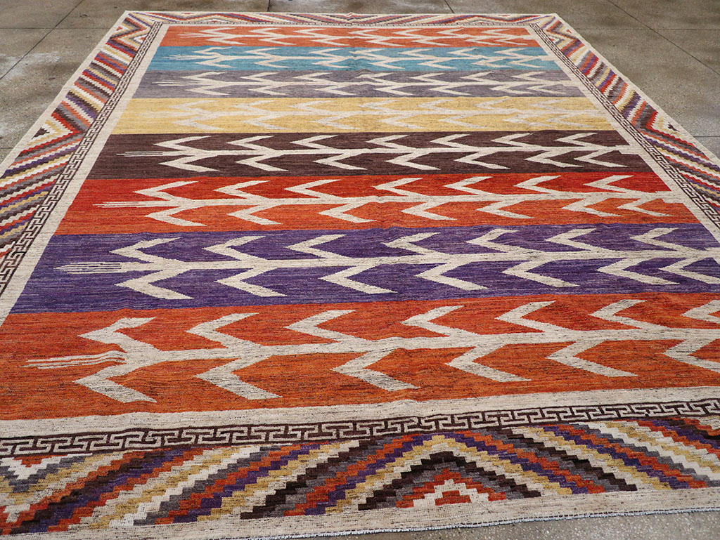 Modern East Turkestan Khotan Room Size Carpet, No.32610 - Staging