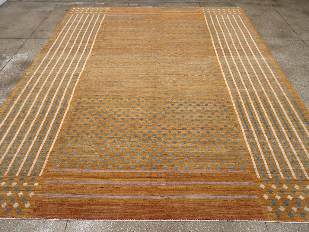 Contemporary East Turkestan Khotan Room Size Carpet, No.32611 - Staging