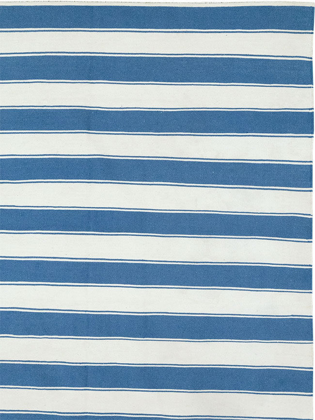 Modern Indian Cotton Dhurrie Room Size Carpet, No.32615 - Staging