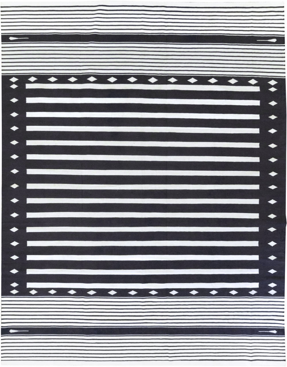 Modern Indian Flatweave Dhurrie Room Size Carpet, No.32616 - Staging