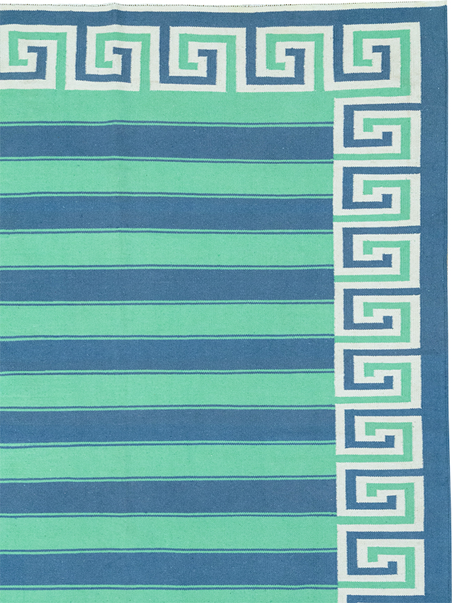 Modern Indian Flatweave Dhurrie Large Carpet, No.32621 - Staging