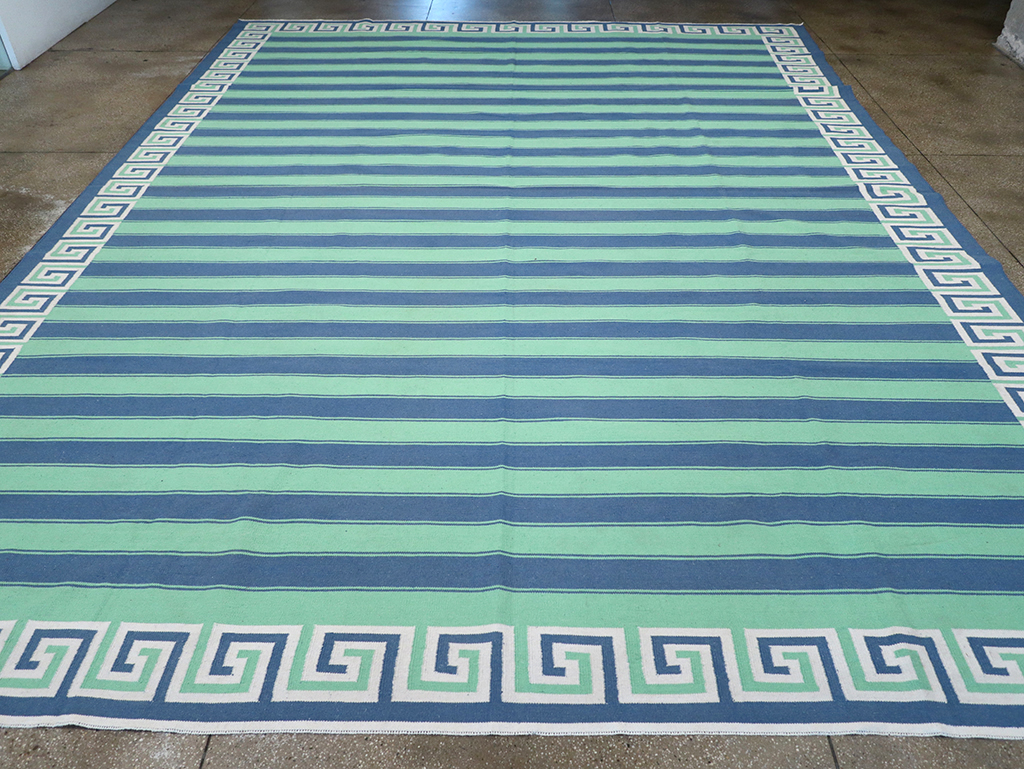 Modern Indian Flatweave Dhurrie Large Carpet, No.32621 - Staging