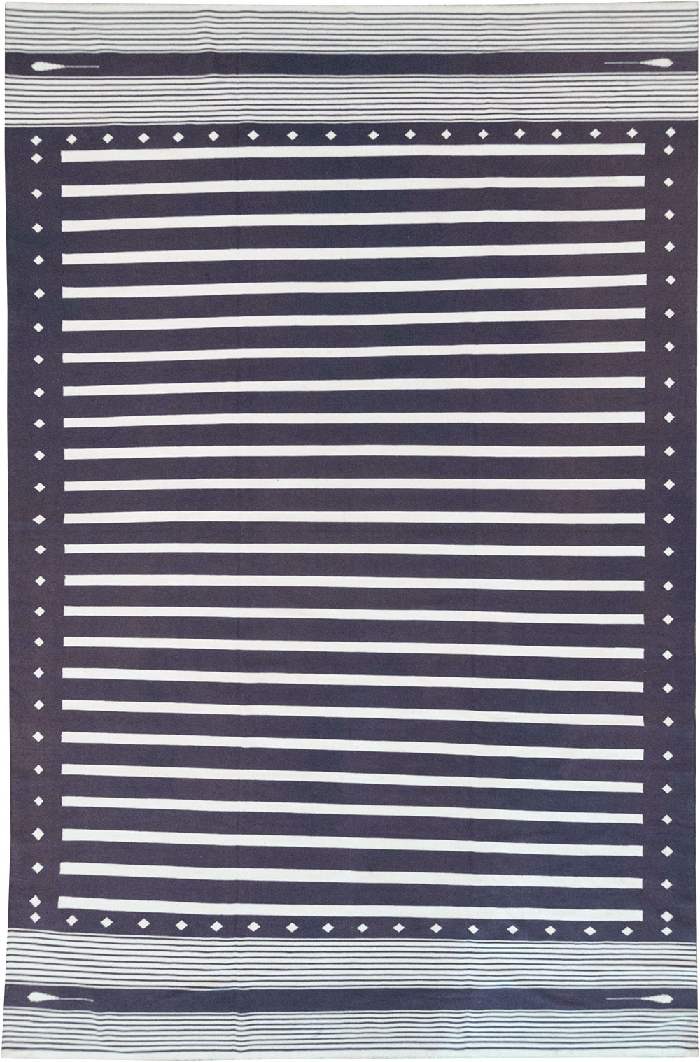 Modern Indian Flatweave Dhurrie Large Room Size Carpet, No.32634 - Staging