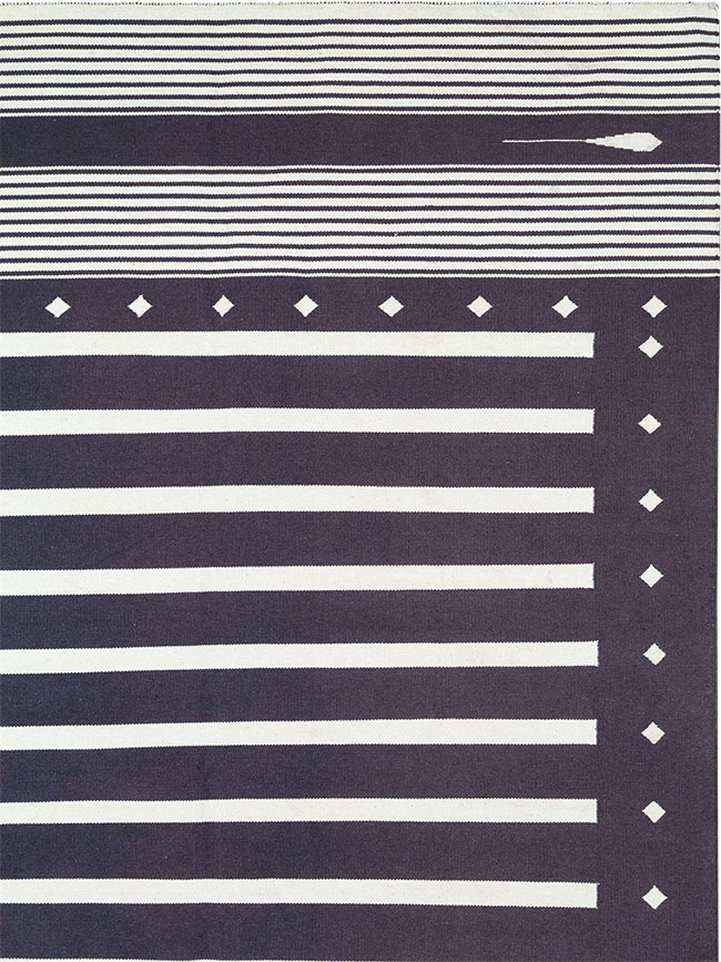 Modern Indian Flatweave Dhurrie Large Room Size Carpet, No.32634 - Staging