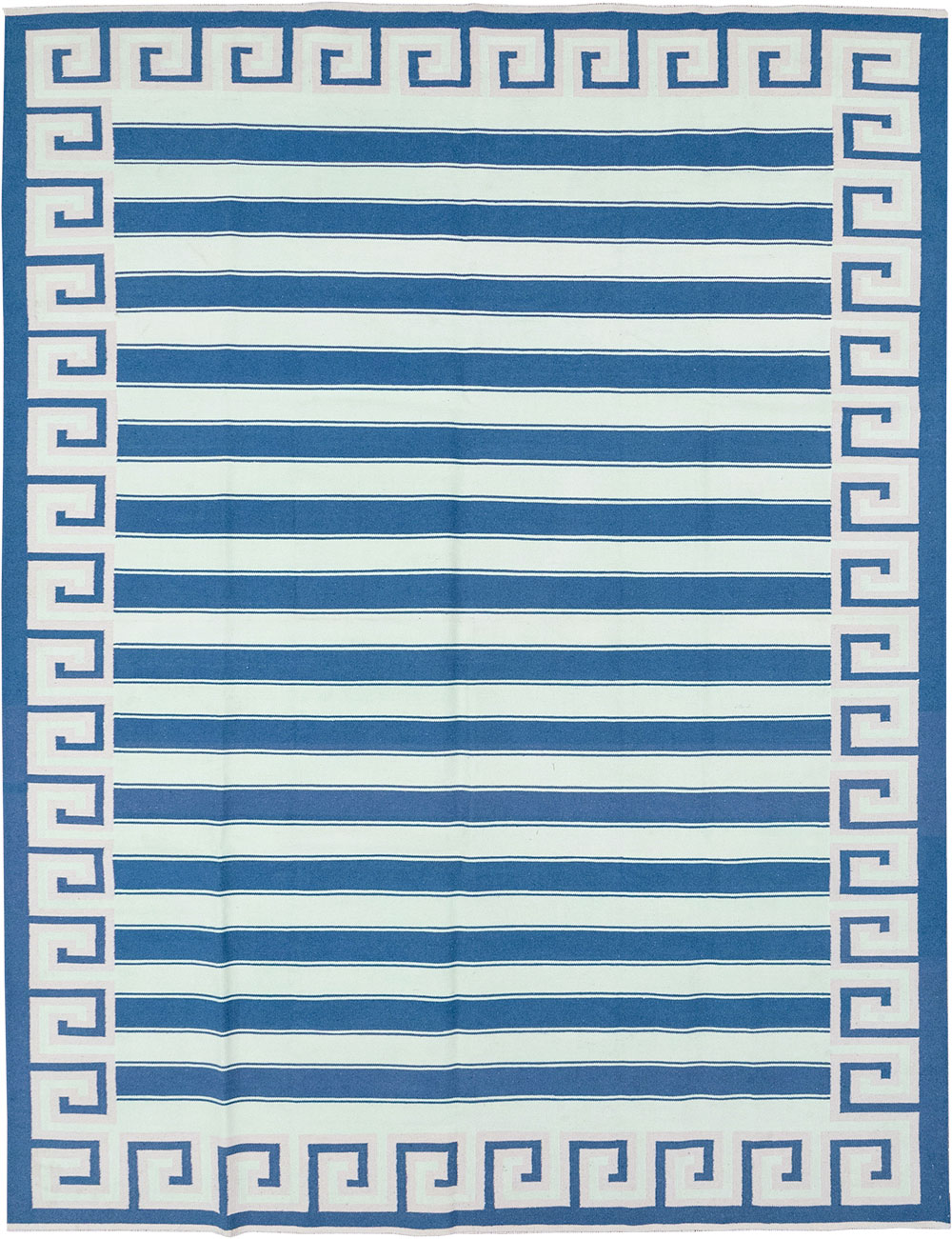 Modern Indian Flatweave Dhurrie Room Size Carpet, No.32635 - Staging