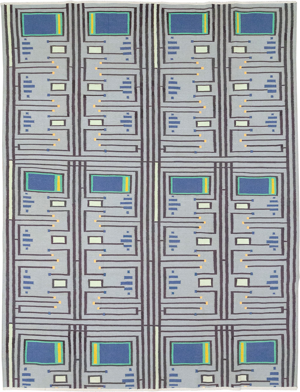 Contemporary Indian Flatweave Cotton Dhurrie Room Size Carpet, No.32636 - Staging